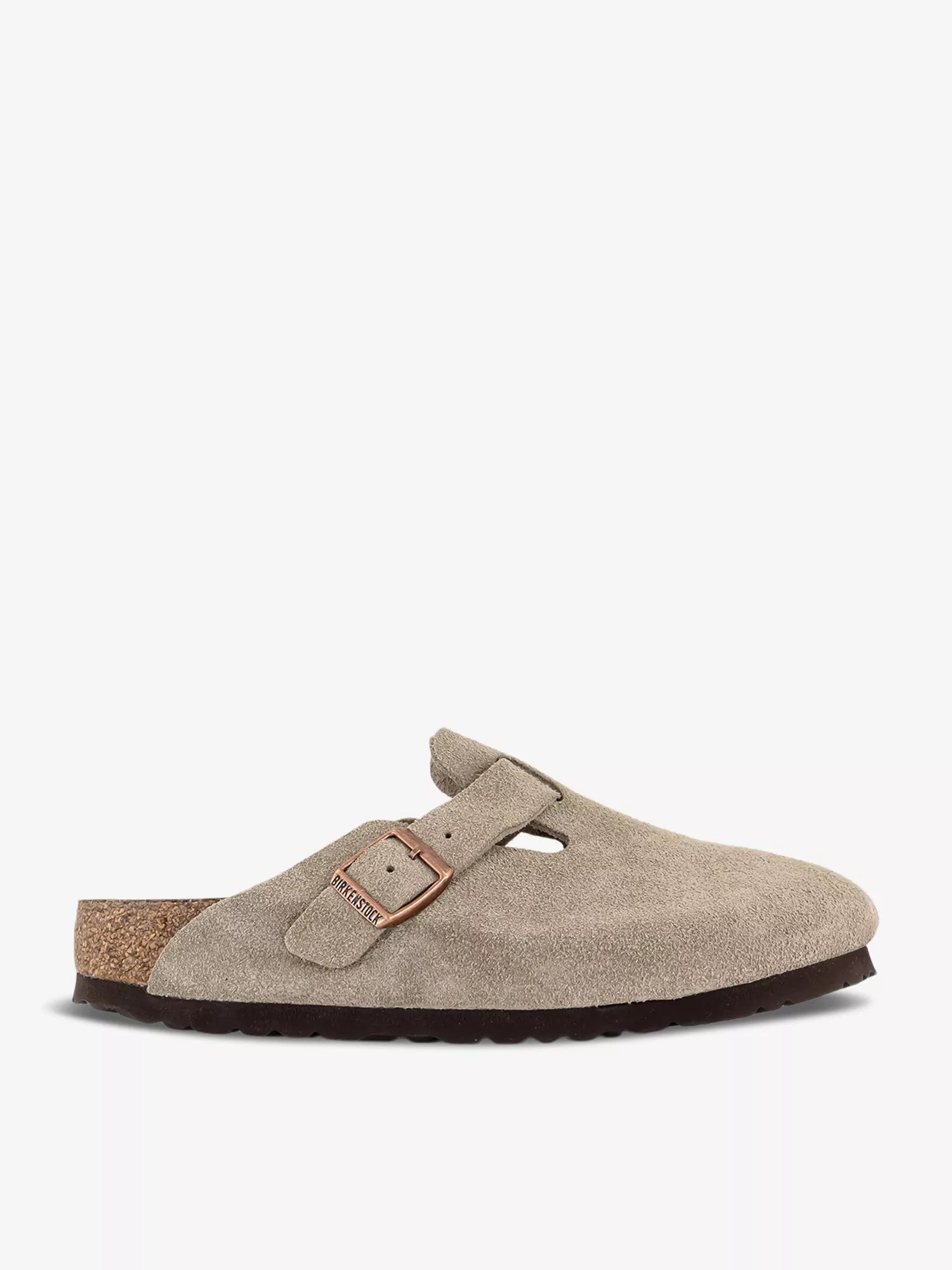 Birkenstock Boston Taupe Soft Footbed Suede Leather