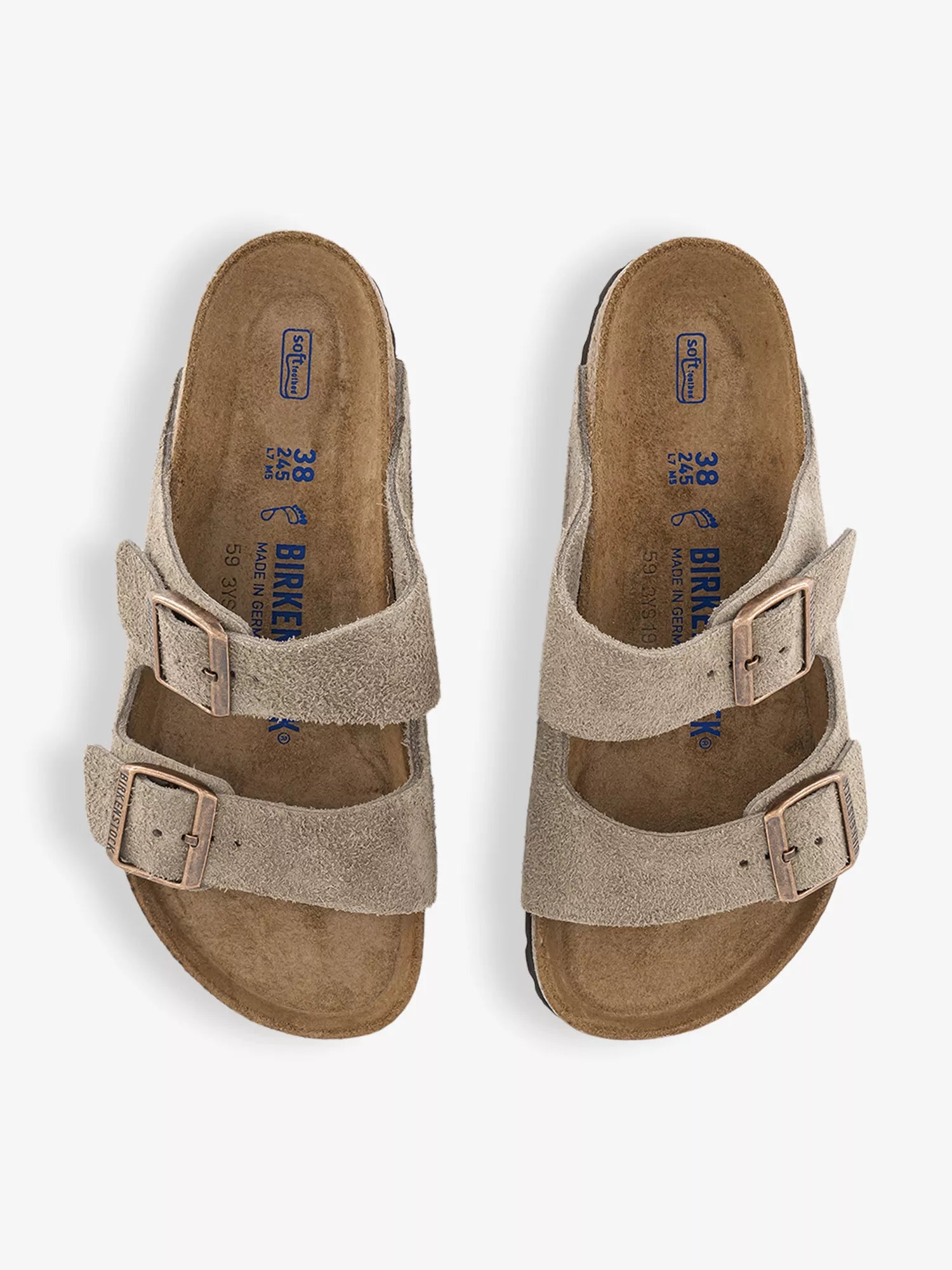 Birkenstock Arizona Taupe Suede Two Strap Sandals